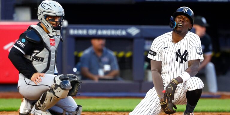 Jazz Chisholm Jr. exits game with injury after foul ball off sensitive area