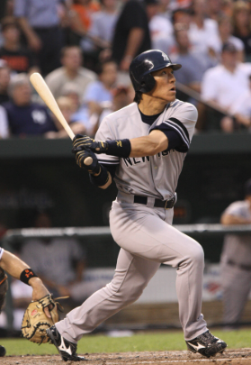 Hideki Matsui batting for the New York Yankees in 2009